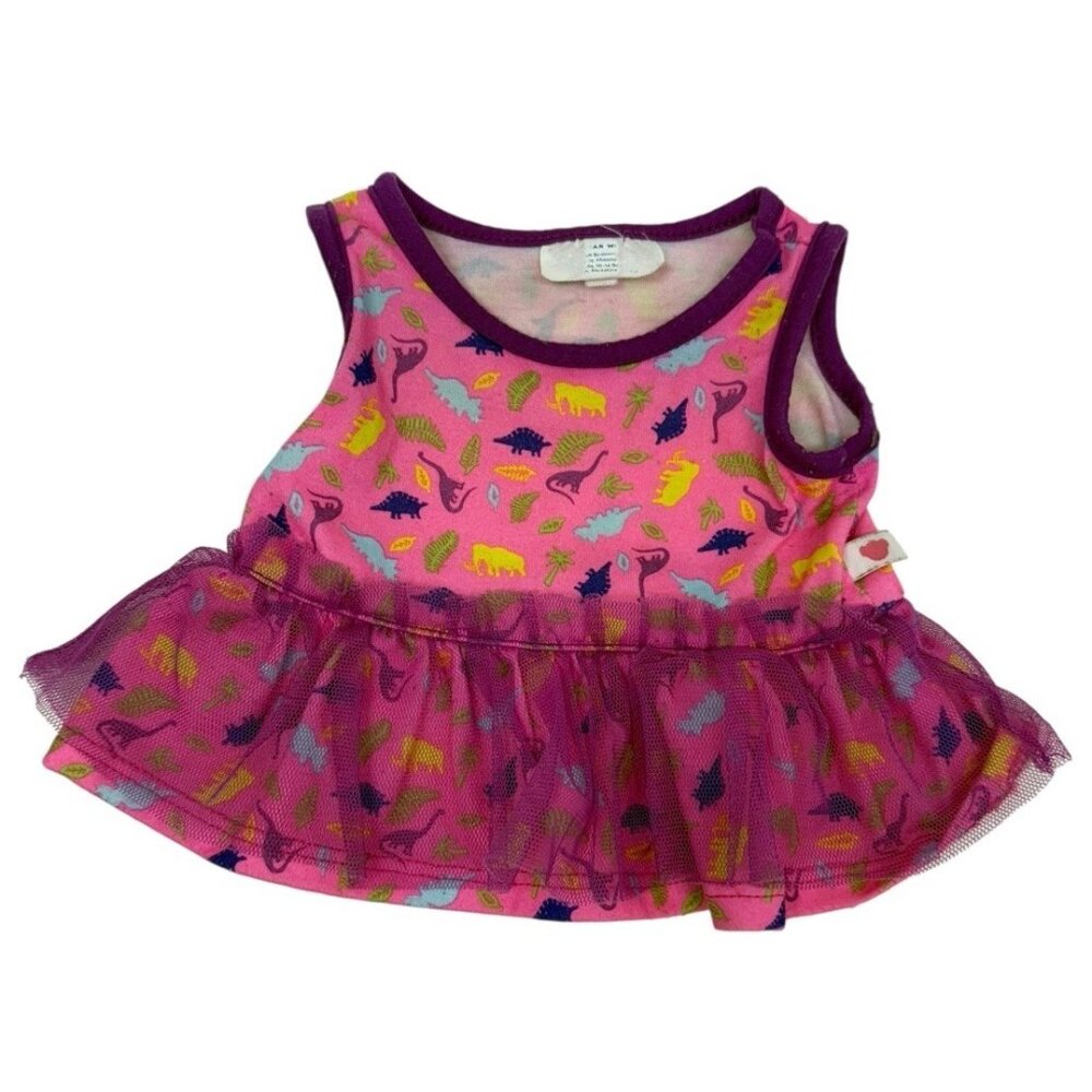 HTF Build a Bear Pink & Purple Dinosaur Dress Ruffle Tulle 2017 Summer Spring
